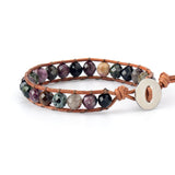 Bracciale in pelle con tormalina arcobaleno - Ciondoli della danza della luna