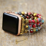 Red beaded watch band for apple watch for women