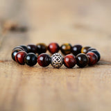 Rode Tijgeroog Steen Armband met Tibetaanse Bedel - Moon Dance Charms