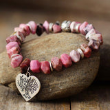 Rhodonite Stretch Tree Of Life Bracelet - Moon Dance Charms