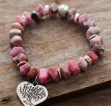 Rhodonite Stretch Tree Of Life Bracelet - Moon Dance Charms