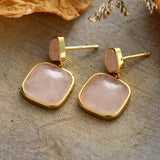 Rosenquarz-Kristall-Ohrringe – Mondtanz-Charms