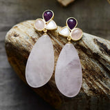 Rosenquarz-Kristall-Heilohrringe – Mondtanz-Charms