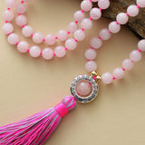 Collar Mala de Cuarzo Rosa