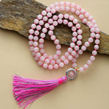 Collar Mala de Cuarzo Rosa