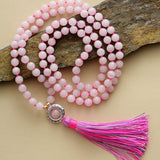 Collar Mala de Cuarzo Rosa