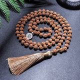 Rudraksha mala beads necklace 108 beads with free bracelet - sacred jewelry - Moon Dance Charms