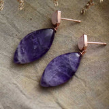 Pendientes de cristal de amatista Serenity - Charms de danza lunar