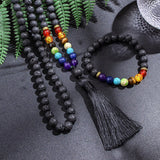 Sette Chakra Mala + Bracciale Chakra gratuito - Ciondoli della danza della luna