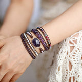 Spirituelles Wickelarmband mit Amethyst-Perlen – Mondtanz-Charms
