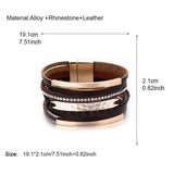 Rhinestones leather Wrap Bracelet