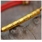 Tibetan Red Sting Bracelet with Buddhist Lucky Mantra - Moon Dance Charms