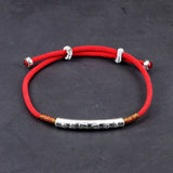 Tibetan Red Sting Bracelet with Buddhist Lucky Mantra - Moon Dance Charms