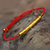 Tibetan Red Sting Bracelet with Buddhist Lucky Mantra - Moon Dance Charms