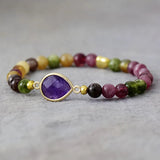 Toermalijn en Amethist Stenen Armband - Moon Dance Charms
