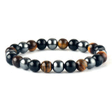 Driedubbele Kracht Zwarte Onyx, Tijgeroog en Hematiet Armband - Moon Dance Charms