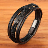 Heren leren wikkelarmband - meerlaagse echte leer - Moon Dance Charms