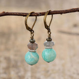 Pendientes colgantes vintage Amazonita y labradorita - Encantos de danza lunar