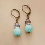 Pendientes colgantes vintage Amazonita y labradorita - Encantos de danza lunar