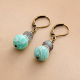 Pendientes colgantes vintage Amazonita y labradorita - Encantos de danza lunar