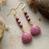 Waterdruppel Rhodoniet Kristal Dangle Druppel Oorbellen - Moon Dance Charms