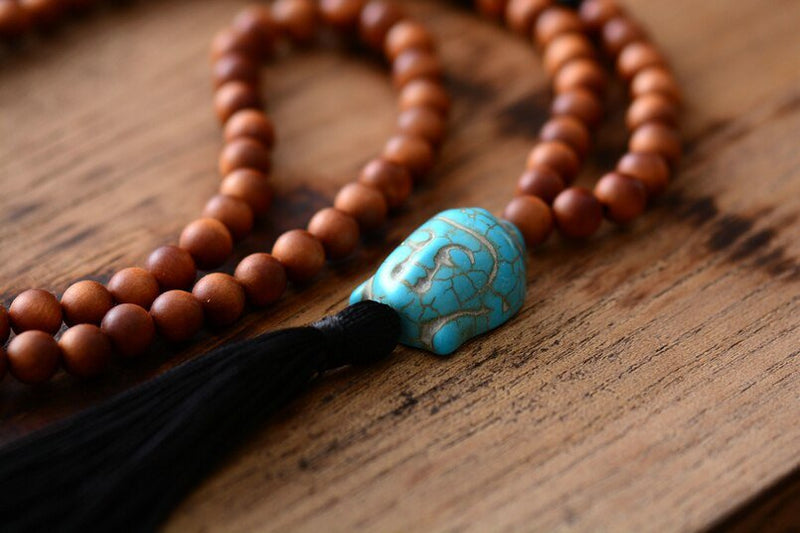 Wooden Mala Beads Necklace