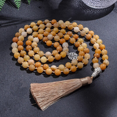 Yellow Jade Mala Necklace