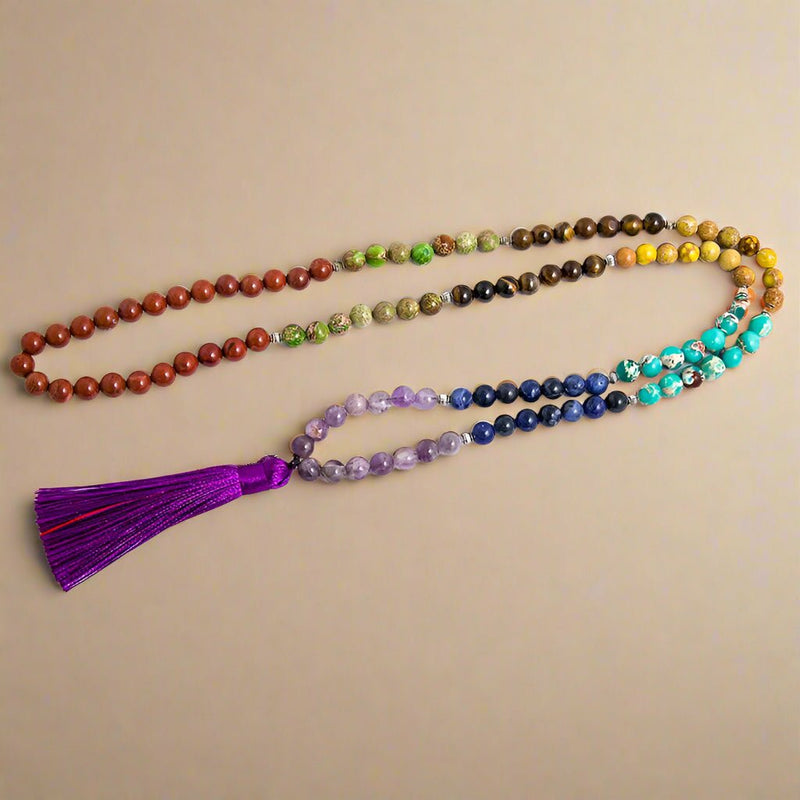 7 Stone Chakra Mala Necklace - Moon Dance Charms