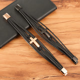 Cross and Leather Bracelet for Men