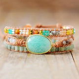 Lether Wrap Bracelet For Women with Amazonite Stones