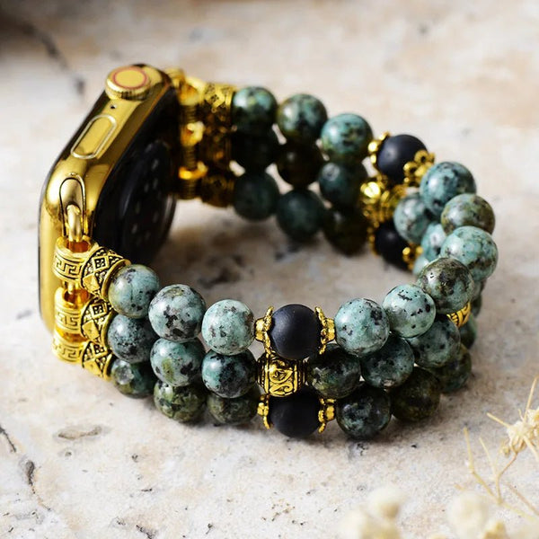 African Turquoise Beaded Band For Apple Watch