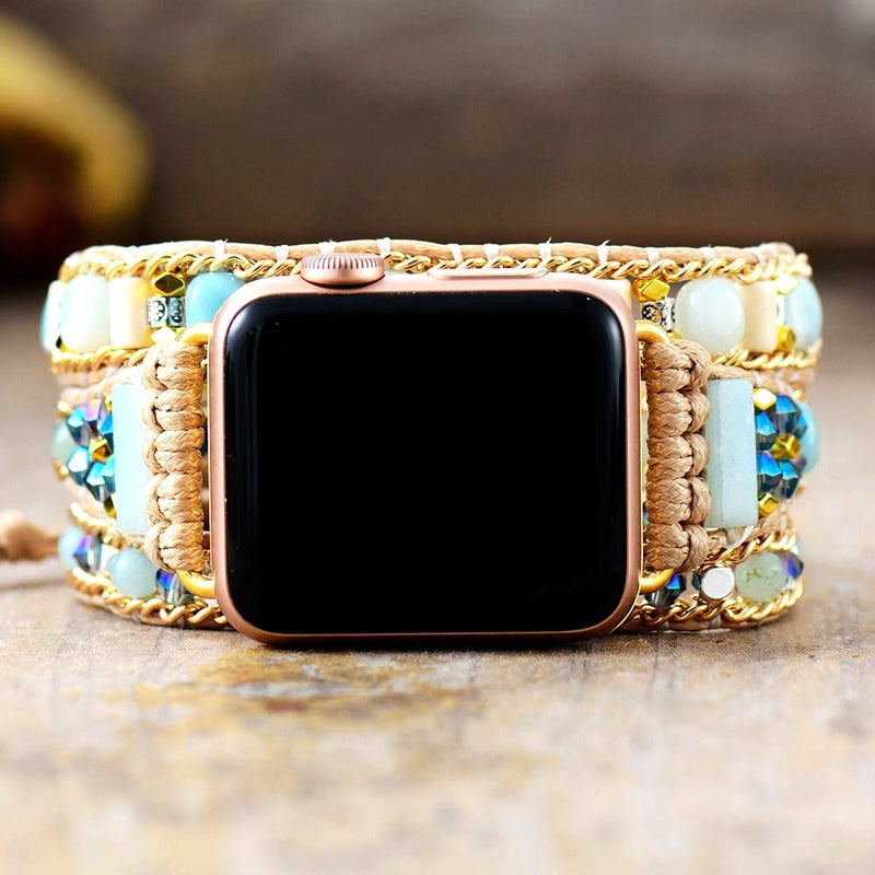 Amazonite Boho Apple Watch Wrap Band - Moon Dance Charms