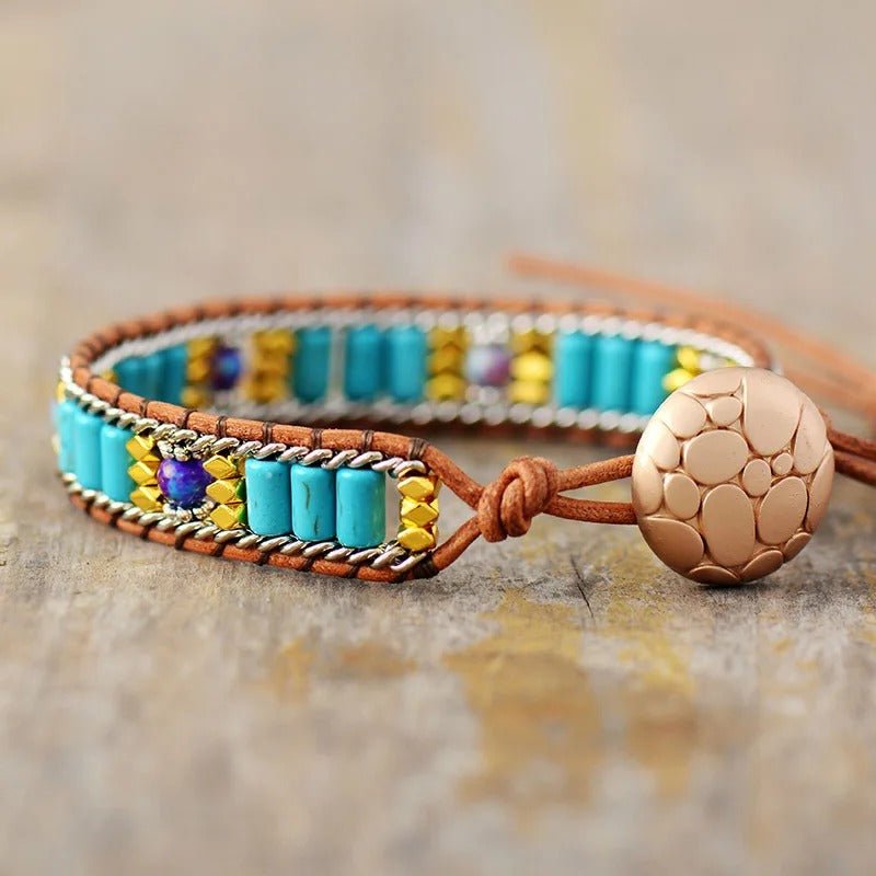 American Turquoise Boho Beaded Bracelet - Moon Dance Charms