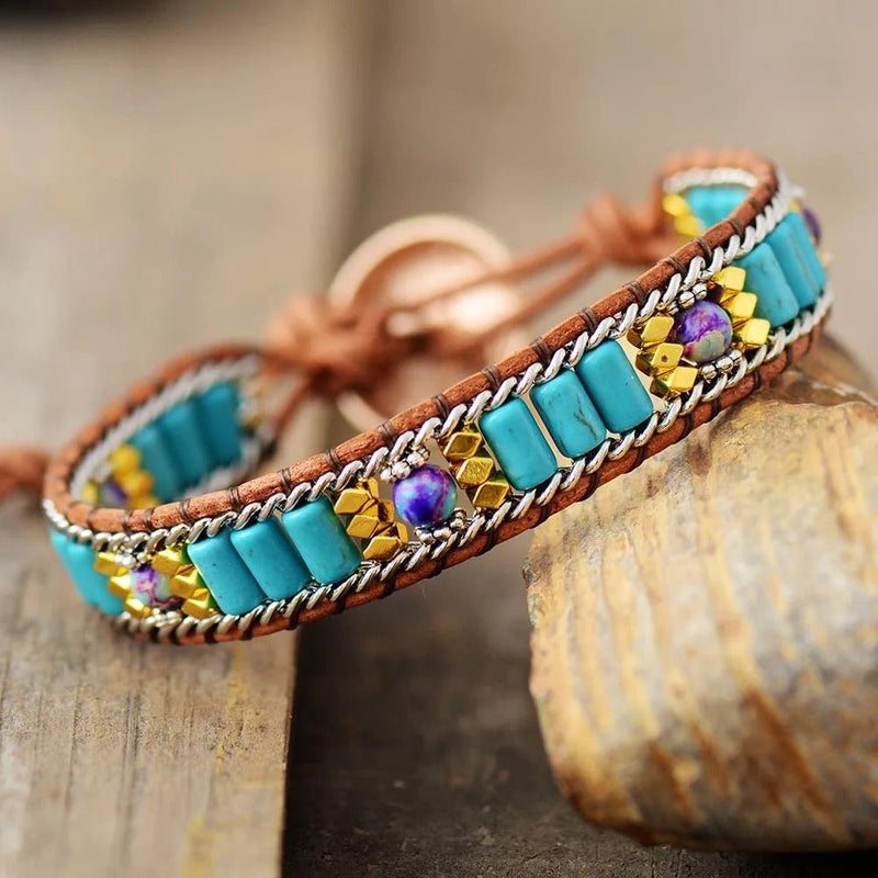 American Turquoise Boho Beaded Bracelet - Moon Dance Charms