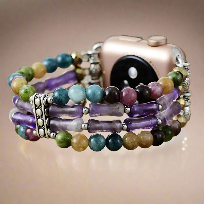 Amethyst Apple Watch Beaded Band Stretch  for women - Moon Dance Charms