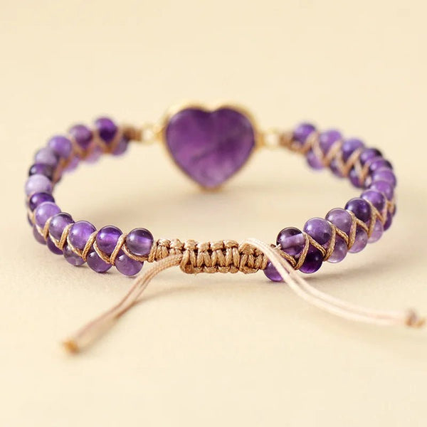 Amethyst Crystal Heart Bracelet - Moon Dance Charms