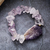 Amethyst Raw Stone Bracelet Stretchable - Moon Dance Charms