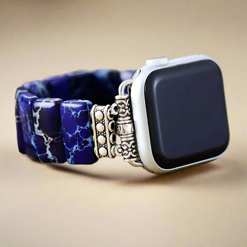 Apple Watch Band With Beads Stretchable Dark Blue - Moon Dance Charms