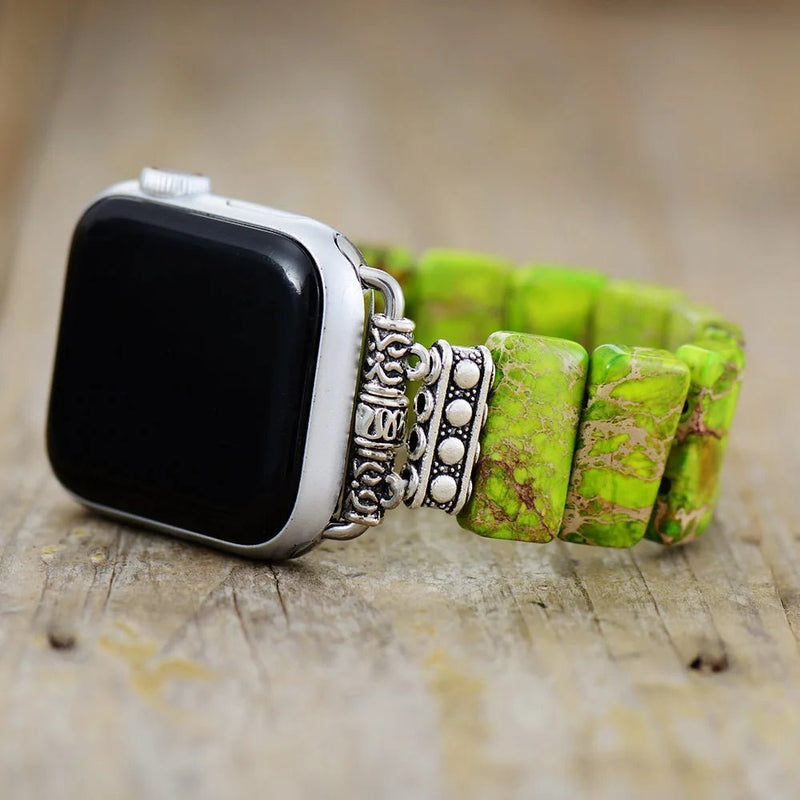 Apple Watch Band With Beads Stretchable Green - Moon Dance Charms