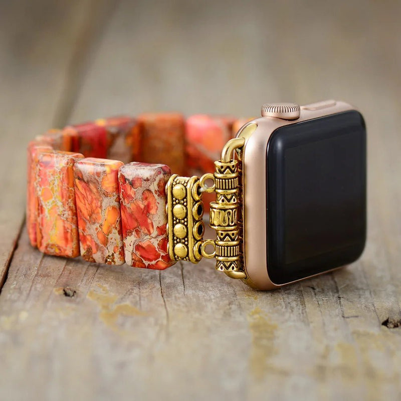 Apple Watch Band With Beads Stretchable - Orange - Moon Dance Charms