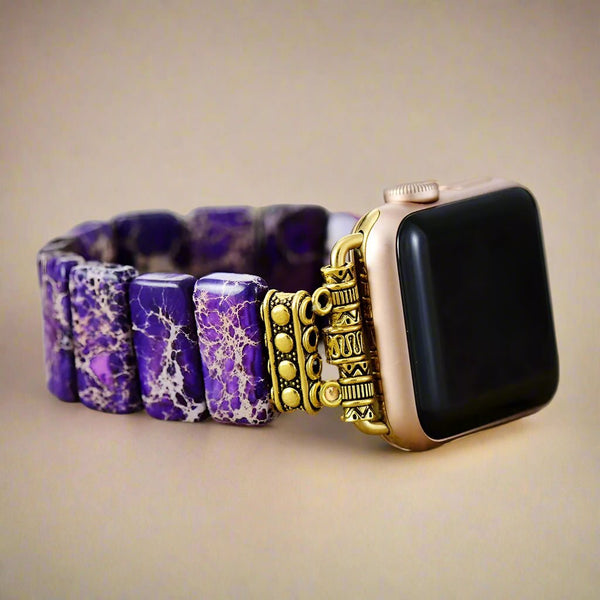 Apple Watch Band With Beads | Stretchable - Purple  For Women
