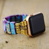 Apple Watch Band With Beads | Stretchable - Purple and Blue - Moon Dance Charms