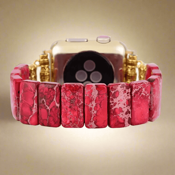 Red Apple Watch Band With Beads Stretchable  Red For Women
