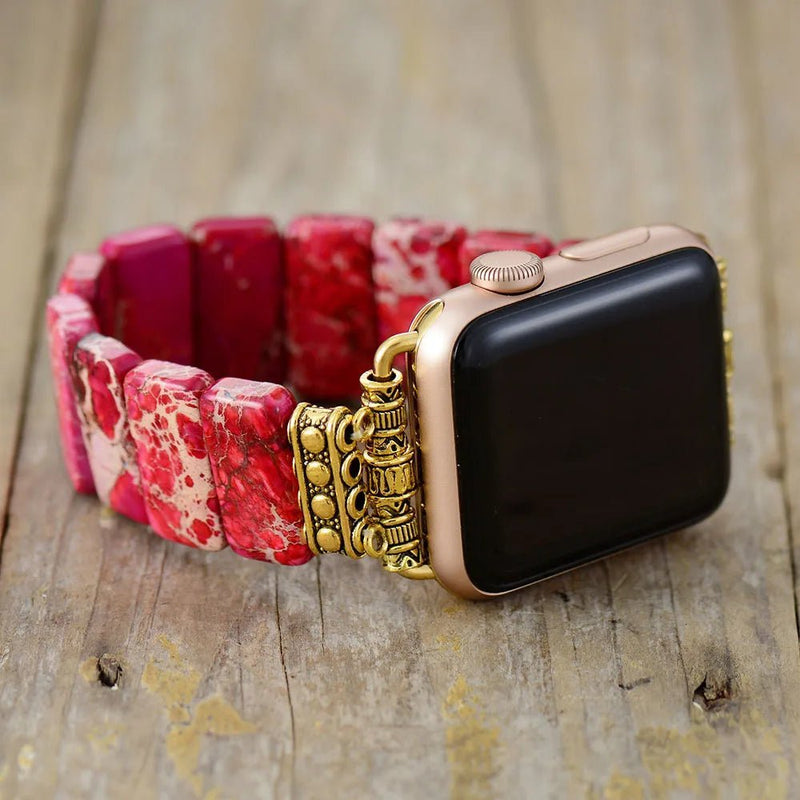 Apple Watch Band With Beads | Stretchable - Red - Moon Dance Charms