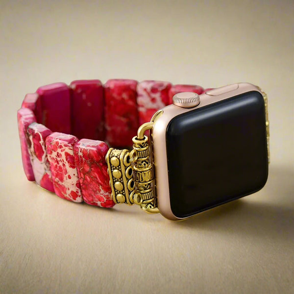 Apple Watch Band With Beads | Stretchable - Red For Women
