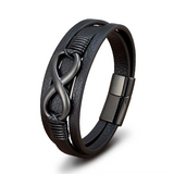 Bracelet en cuir Infini pour hommes - Noir