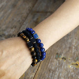 Black Lava Stone and Matte Onyx Beaded Bracelet - Moon Dance Charms