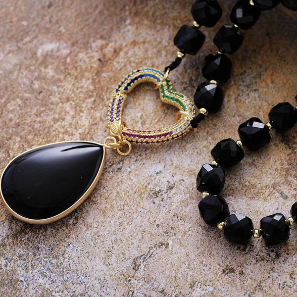 Black Obsidian Crystal Necklace - Moon Dance Charms