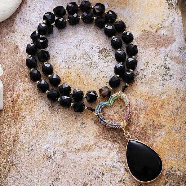 Black Obsidian Crystal Necklace - Moon Dance Charms