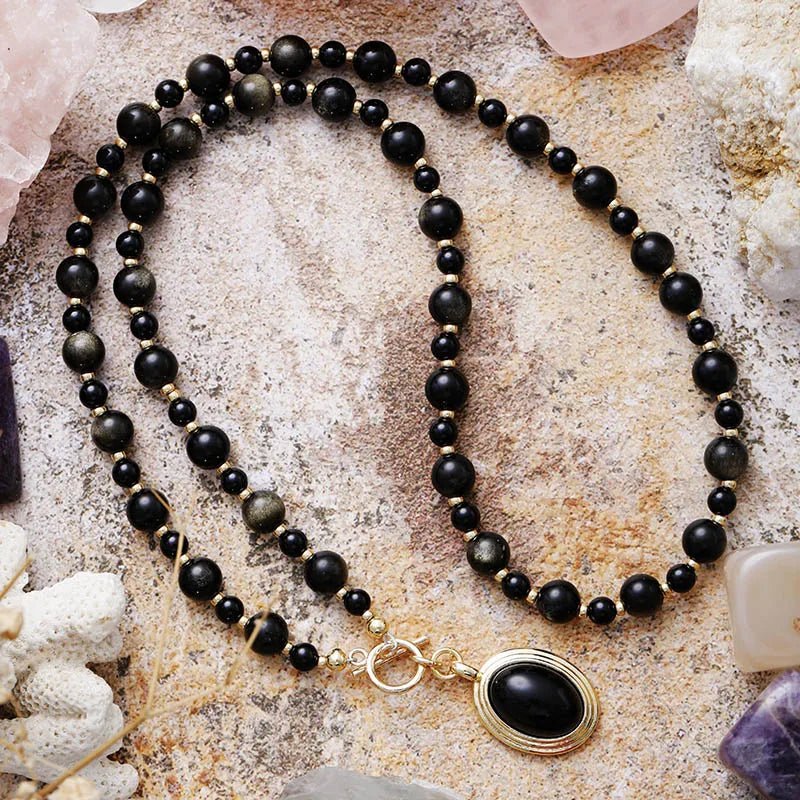 Black Obsidian Gemstone Necklaces - Moon Dance Charms